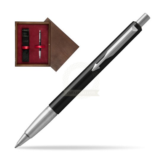 Długopis Parker Vector Standard Czarny w pudełku drewnianym Wenge Single Bordo