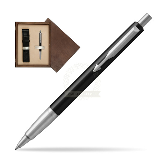 Długopis Parker Vector Standard Czarny w pudełku drewnianym Wenge Single Ecru