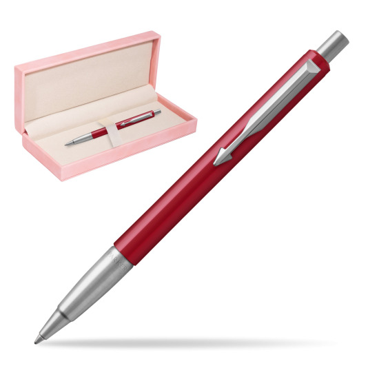 Długopis Parker Vector Czerwony CT 2018 w różowym pudełku zamszowym