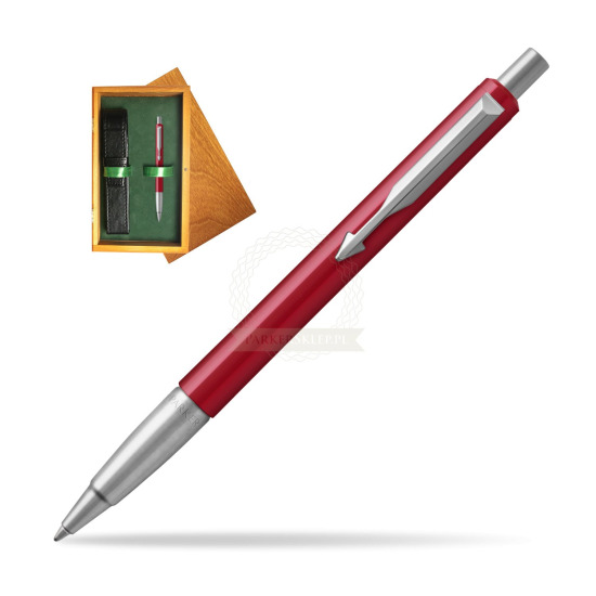 Długopis Parker Vector Czerwony CT 2018 w pudełku drewnianym Honey Single Zieleń