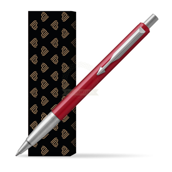 Długopis Parker Vector Czerwony CT 2018 w obwolucie Złote Serca