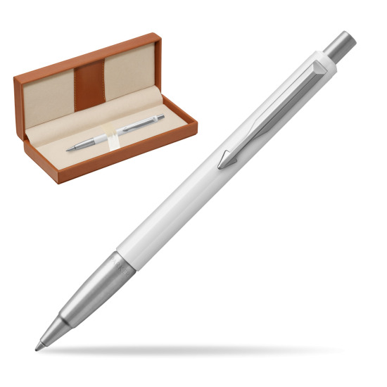 Długopis Parker Vector Biały CT 2018 w pudełku classic brown