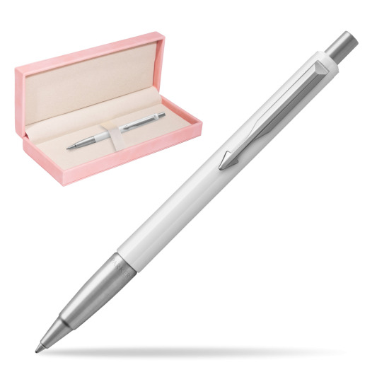 Długopis Parker Vector Biały CT 2018 w różowym pudełku zamszowym