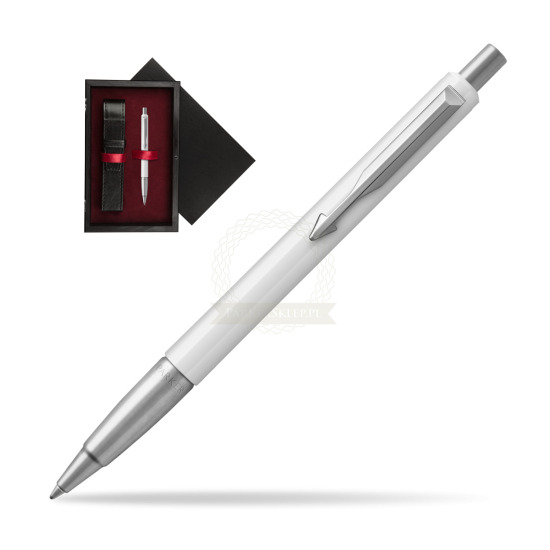 Długopis Parker Vector Biały CT 2018 w pudełku drewnianym Czerń Single Bordo