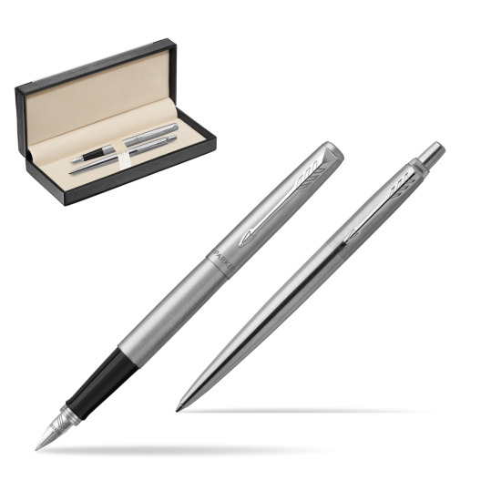 Zestaw prezentowy Parker Pióro + Długopis Jotter Stalowy CT w pudełku classic black