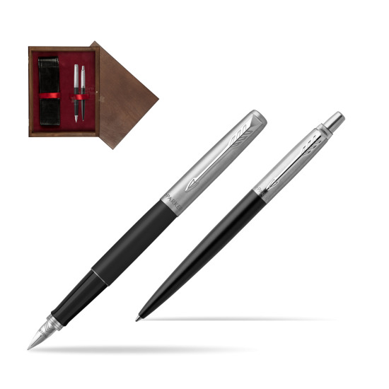 Zestaw Prezentowy Pióro + Długopis Jotter Czarny Bond Street CT w pudełku drewnianym Wenge Double Bordo
