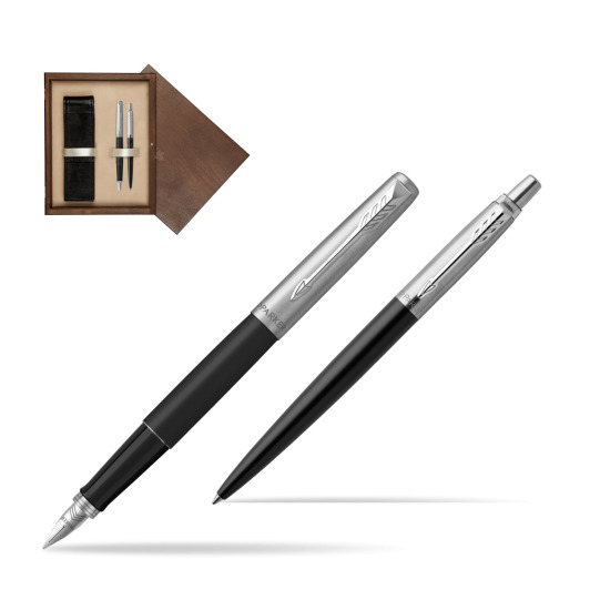 Zestaw Prezentowy Pióro + Długopis Jotter Czarny Bond Street CT w pudełku drewnianym Wenge Double Ecru