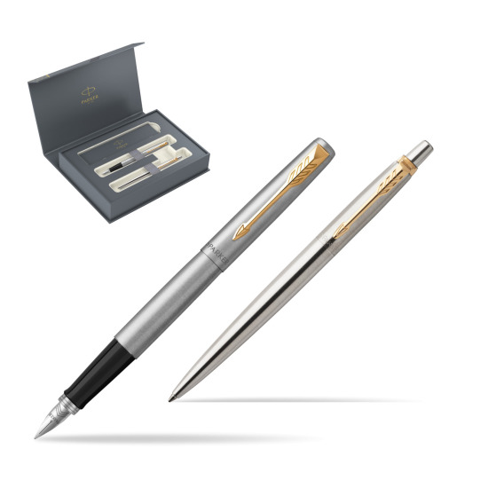 Zestaw prezentowy Parker Pióro + Długopis Jotter Stalowy GT w pudełku Parker Duo 2022