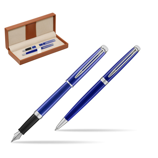 Zestaw prezentowy pióro wieczne + długopis Waterman Hémisphère 2018 Bright Blue CT w pudełku classic brown