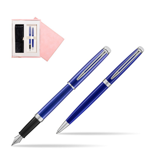 Zestaw prezentowy pióro wieczne + długopis Waterman Hémisphère 2018 Bright Blue CT w różowym pudełku zamszowym