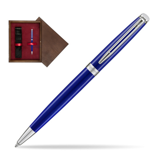 Długopis Waterman Hémisphère 2018 Bright Blue CT  w pudełku drewnianym Wenge Single Bordo