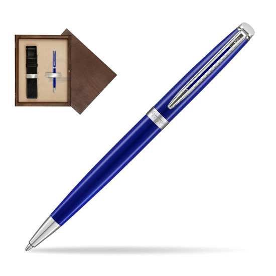 Długopis Waterman Hémisphère 2018 Bright Blue CT  w pudełku drewnianym Wenge Single Ecru