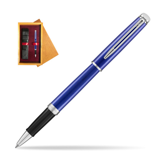 Pióro kulkowe Waterman Hémisphère Bright Blue  w pudełku drewnianym Honey Single Bordo