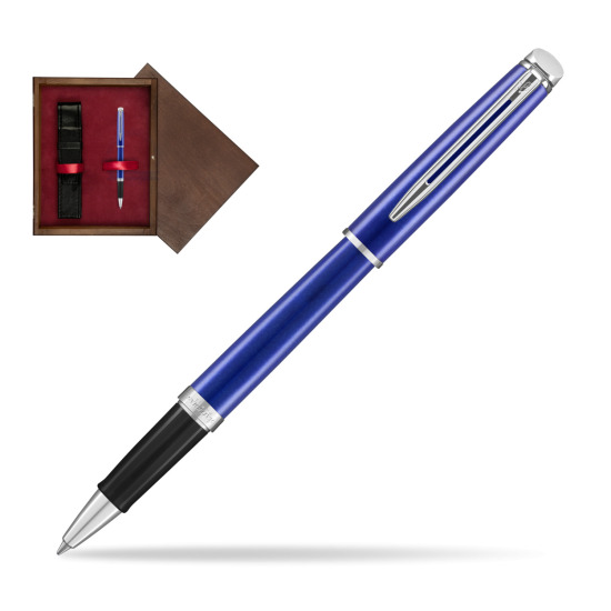 Pióro kulkowe Waterman Hémisphère Bright Blue  w pudełku drewnianym Wenge Single Bordo