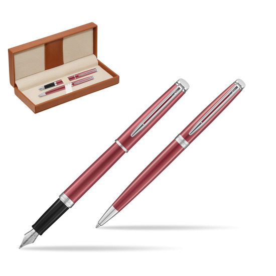 Zestaw prezentowy pióro wieczne + długopis Waterman Hémisphère 2018 Coral Pink CT w pudełku classic brown