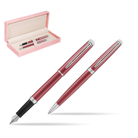 Zestaw prezentowy pióro wieczne + długopis Waterman Hémisphère 2018 Coral Pink CT w różowym pudełku zamszowym