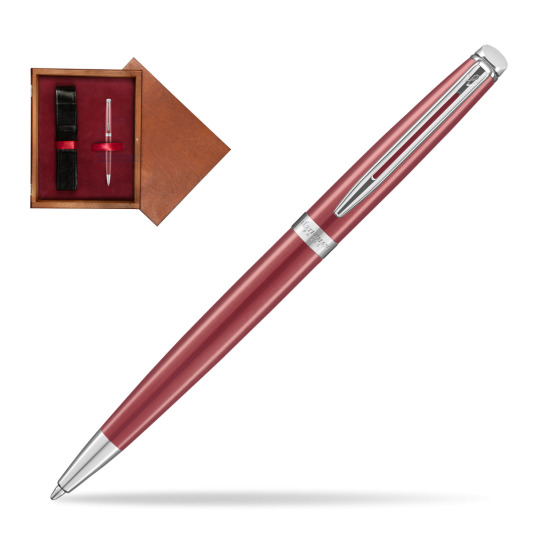 Długopis Waterman Hémisphère 2018 Coral Pink CT w pudełku drewnianym Mahoń Single Bordo