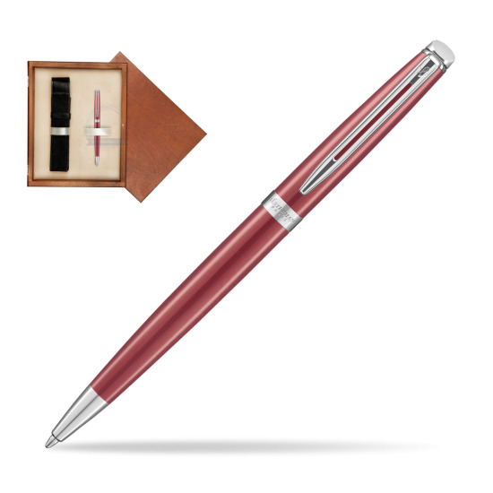 Długopis Waterman Hémisphère 2018 Coral Pink CT w pudełku drewnianym Mahoń Single Ecru