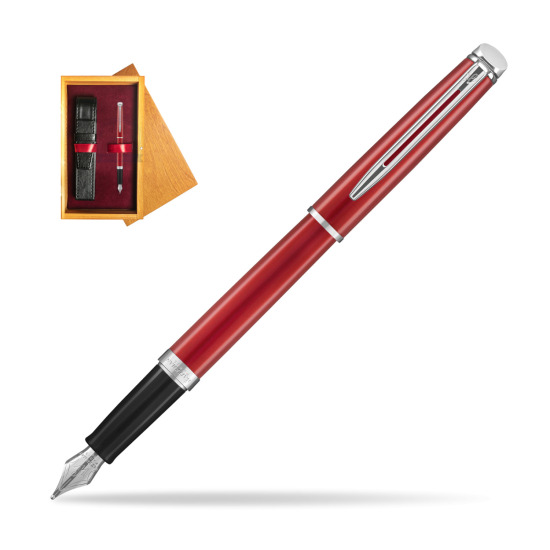 Pióro wieczne Waterman Hémisphère 2018 Comet Red CT w pudełku drewnianym Honey Single Bordo