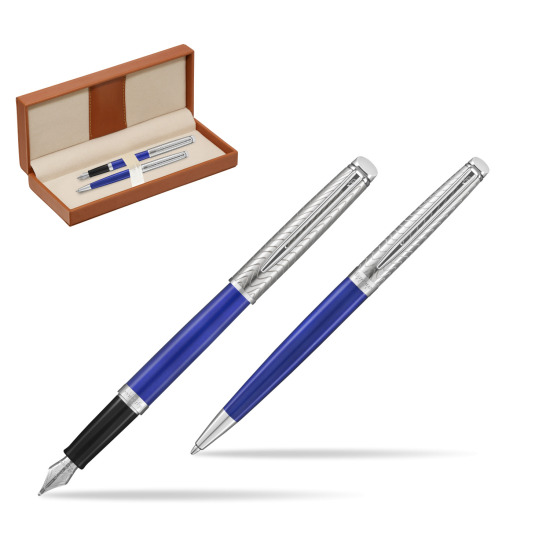 Zestaw prezentowy pióro wieczne + długopis Waterman Hémisphère 2018 Deluxe Blue Wave CT w pudełku classic brown