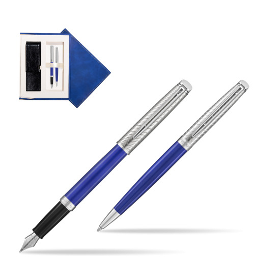 Zestaw prezentowy pióro wieczne + długopis Waterman Hémisphère 2018 Deluxe Blue Wave CT w granatowym pudełku zamszowym