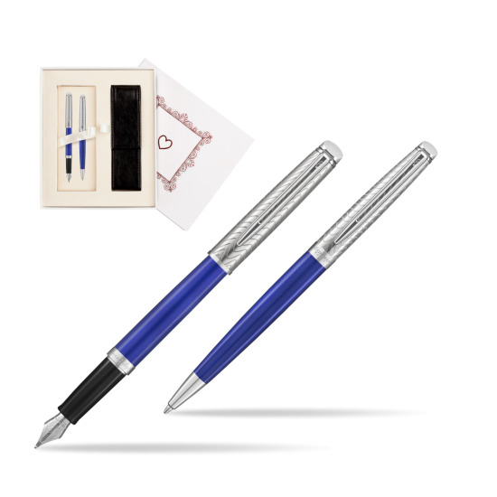 Zestaw prezentowy pióro wieczne + długopis Waterman Hémisphère 2018 Deluxe Blue Wave CT w pudełku Biel Od Serca