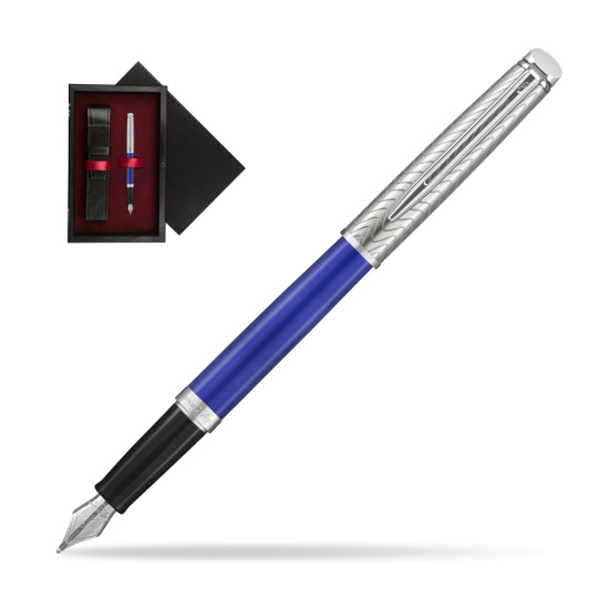 Pióro wieczne Waterman Hémisphère 2018 Deluxe Blue Wave CT w pudełku drewnianym Czerń Single Bordo