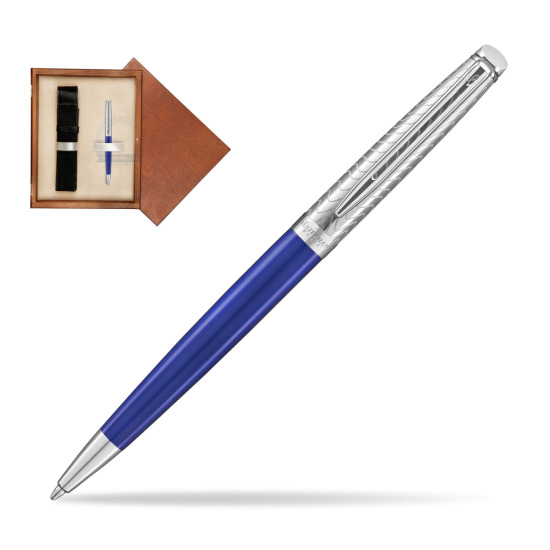 Długopis Waterman Hémisphère 2018 Deluxe Blue Wave CT w pudełku drewnianym Mahoń Single Ecru