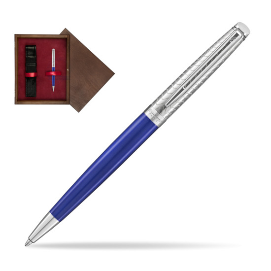 Długopis Waterman Hémisphère 2018 Deluxe Blue Wave CT w pudełku drewnianym Wenge Single Bordo
