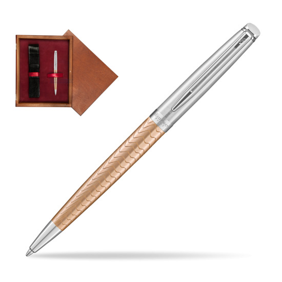 Długopis Waterman Hémisphère 2018 Deluxe Rose Wave CT  w pudełku drewnianym Mahoń Single Bordo