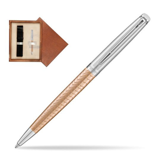 Długopis Waterman Hémisphère 2018 Deluxe Rose Wave CT  w pudełku drewnianym Mahoń Single Ecru