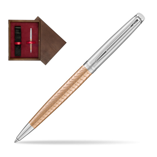 Długopis Waterman Hémisphère 2018 Deluxe Rose Wave CT  w pudełku drewnianym Wenge Single Bordo