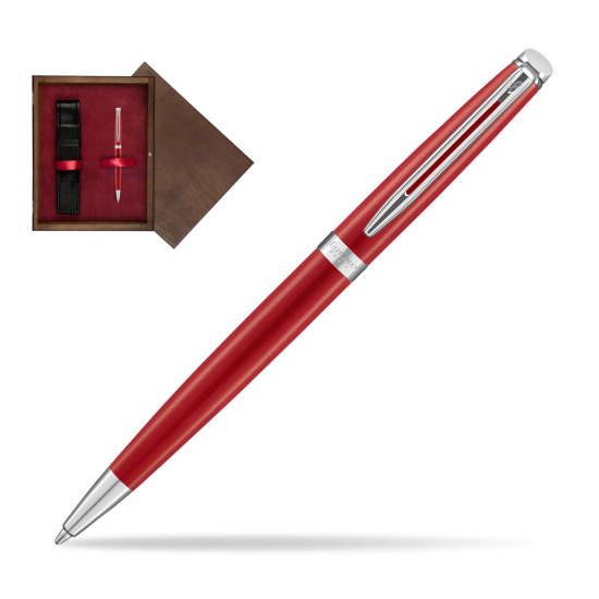 Długopis Waterman Hémisphère 2018 Comet Red CT w pudełku drewnianym Wenge Single Bordo