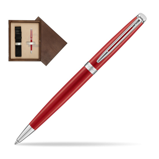 Długopis Waterman Hémisphère 2018 Comet Red CT w pudełku drewnianym Wenge Single Ecru