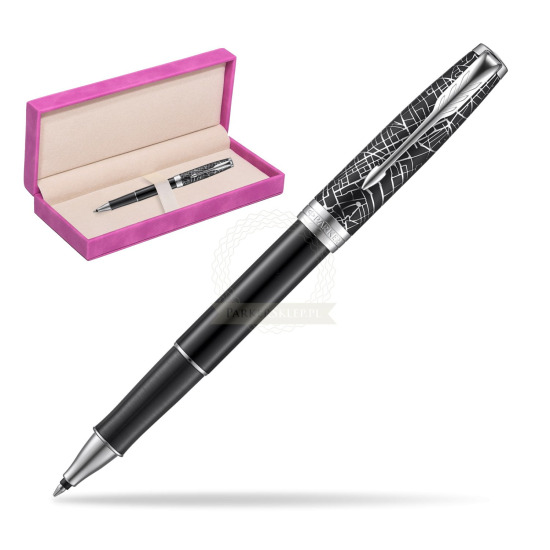 Pióro kulkowe Parker Sonnet Black Ct 18 K (Metro) w pudełku zamszowym fuksja