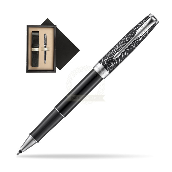 Pióro kulkowe Parker Sonnet Black Ct 18 K (Metro) w pudełku drewnianym Czerń Single Ecru