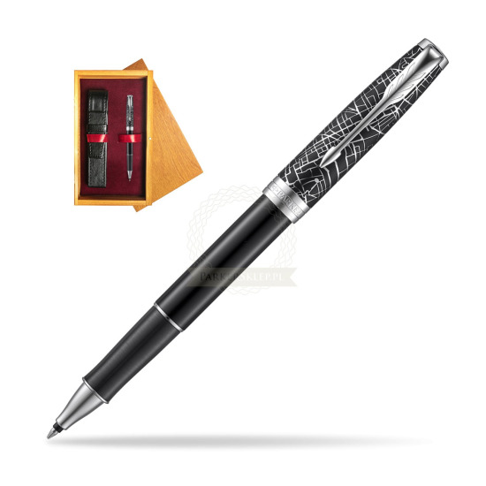 Pióro kulkowe Parker Sonnet Black Ct 18 K (Metro) w pudełku drewnianym Honey Single Bordo