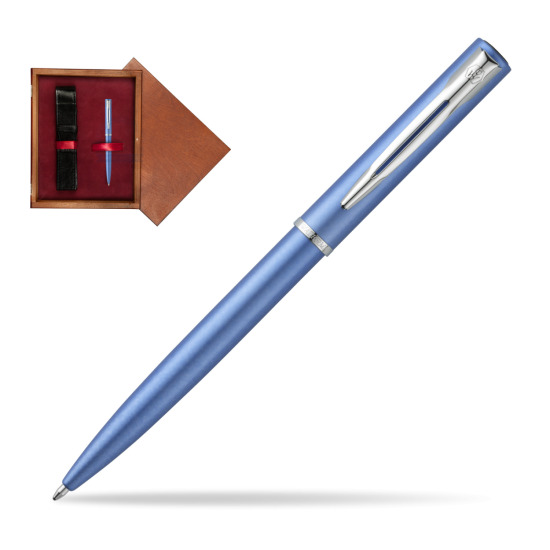 Długopis Waterman Allure niebieski CT w pudełku drewnianym Mahoń Single Bordo