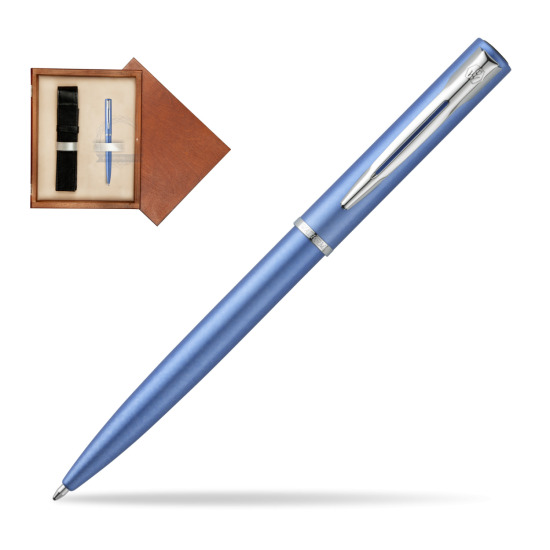 Długopis Waterman Allure niebieski CT w pudełku drewnianym Mahoń Single Ecru