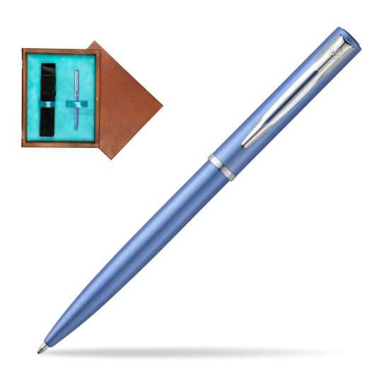 Długopis Waterman Allure niebieski CT w pudełku drewnianym Mahoń Single Turkus