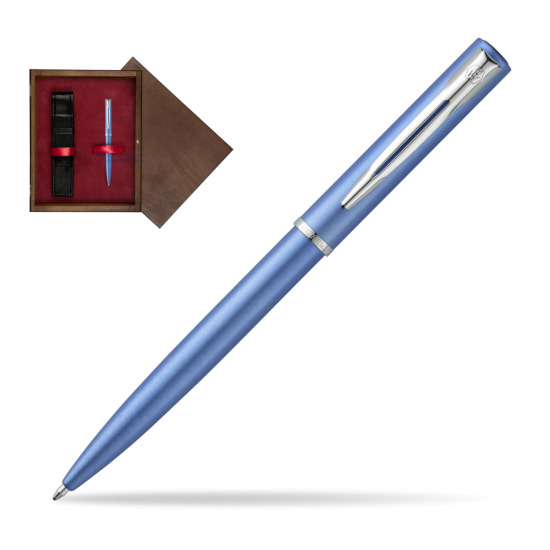 Długopis Waterman Allure niebieski CT w pudełku drewnianym Wenge Single Bordo