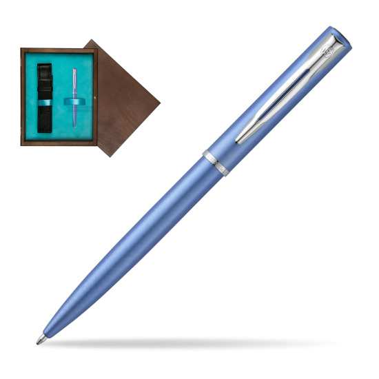 Długopis Waterman Allure niebieski CT w pudełku drewnianym Wenge Single Turkus