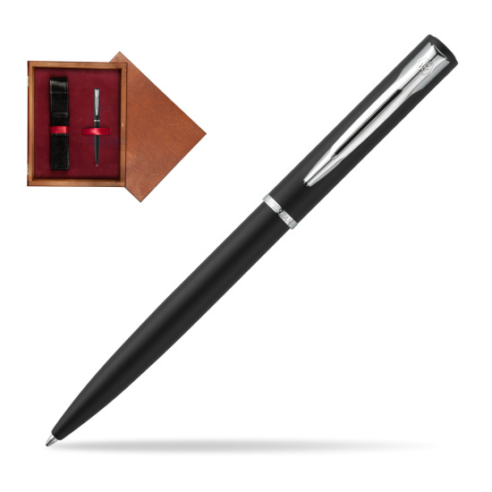 Długopis Waterman Allure czarny mat CT w pudełku drewnianym Mahoń Single Bordo