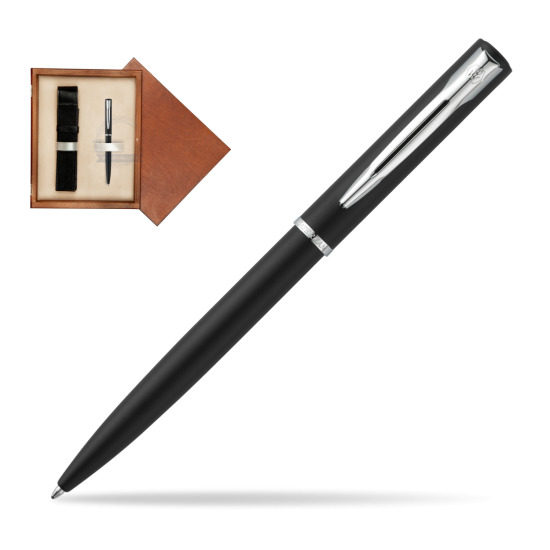 Długopis Waterman Allure czarny mat CT w pudełku drewnianym Mahoń Single Ecru