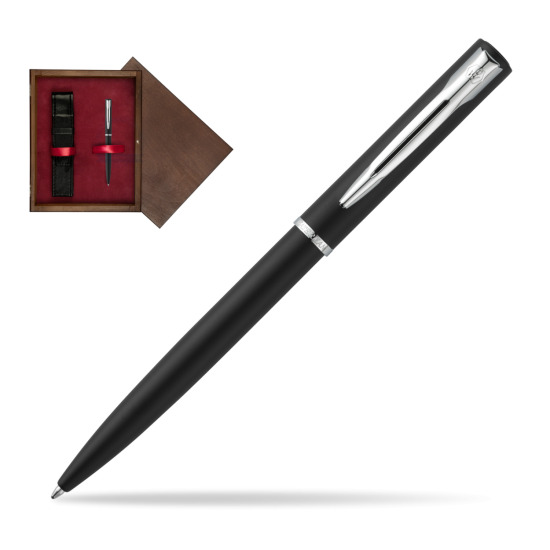 Długopis Waterman Allure czarny mat CT w pudełku drewnianym Wenge Single Bordo