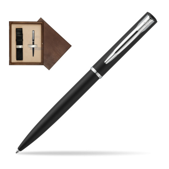 Długopis Waterman Allure czarny mat CT w pudełku drewnianym Wenge Single Ecru