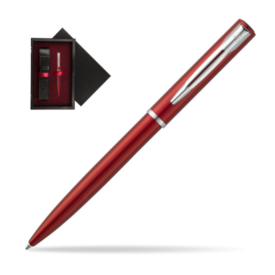 Długopis Waterman Allure czerwony CT w pudełku drewnianym Czerń Single Bordo