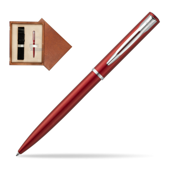 Długopis Waterman Allure czerwony CT w pudełku drewnianym Mahoń Single Ecru