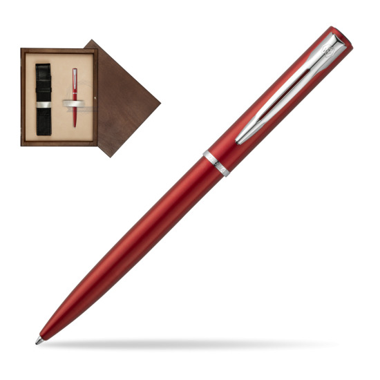 Długopis Waterman Allure czerwony CT w pudełku drewnianym Wenge Single Ecru