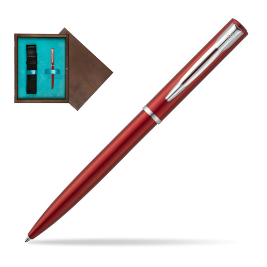 Długopis Waterman Allure czerwony CT w pudełku drewnianym Wenge Single Turkus